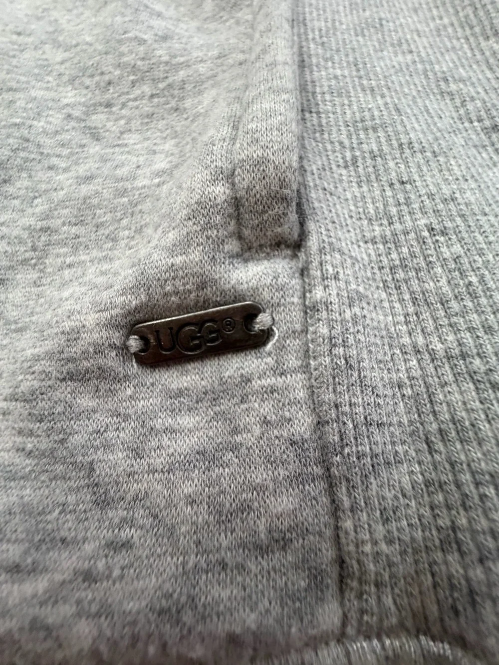 UGG Elliot Men’s Size L Grey Full Zip Fleece Hoodie w/ Ribbed Side Panels